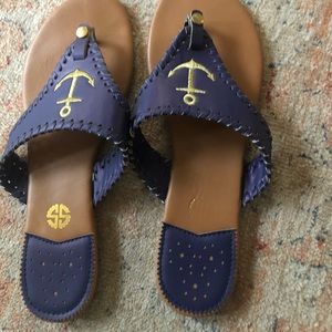 Simply southern popular anchor print blue slides